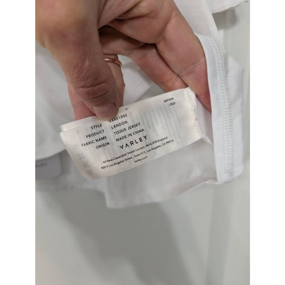 Varley Landon Crop Tissue Jersey Shirt women's medium white NWTs flutter sleeve - Picture 9 of 11